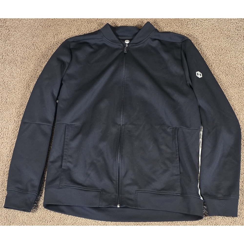Under Armour Athlete Recovery Celliant Jacket Mens XL Black Track Zip 1318406001